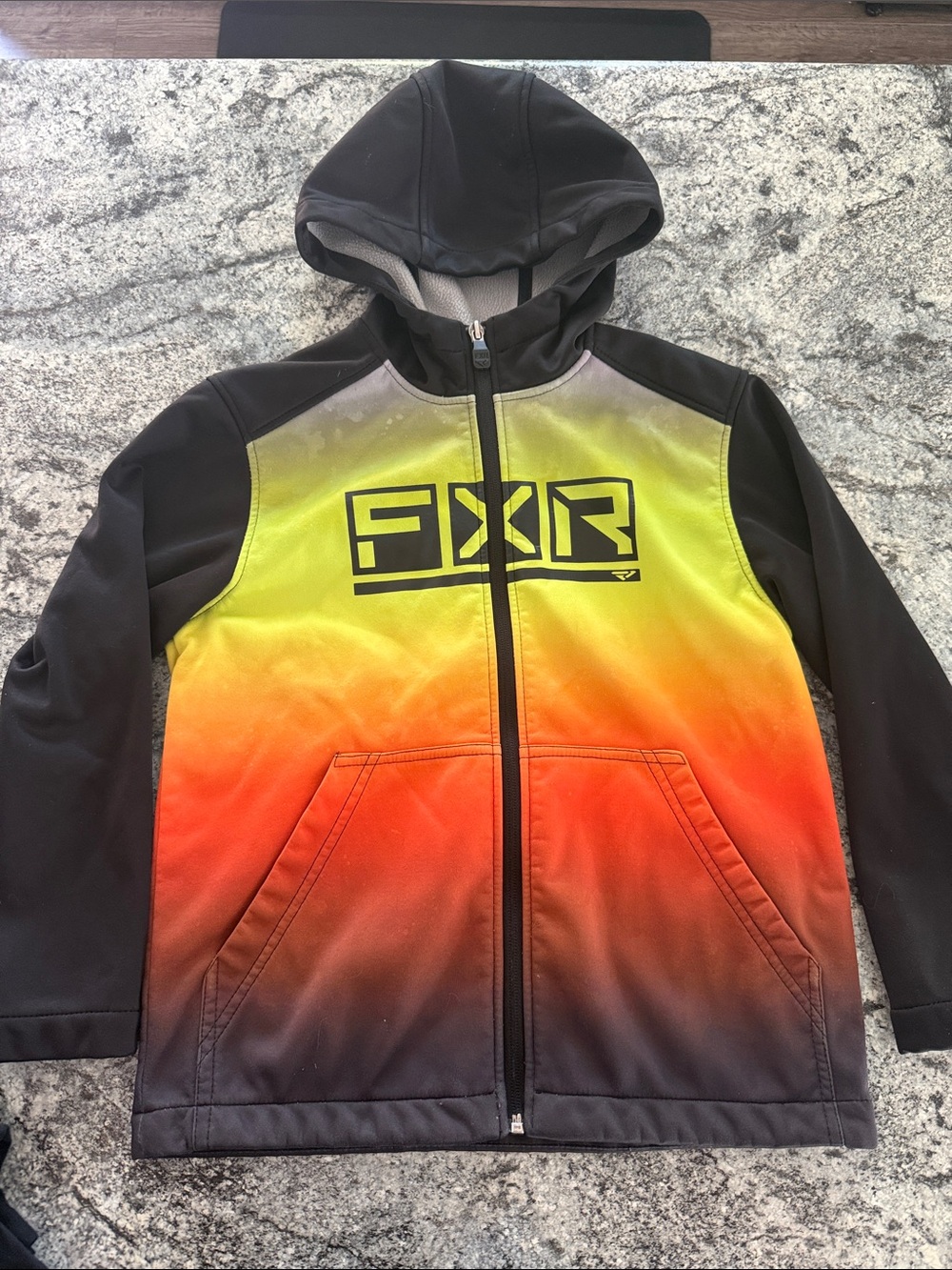 FXR Kids' Gradient Zip-Up Hoodie Jacket - Yellow Orange Red